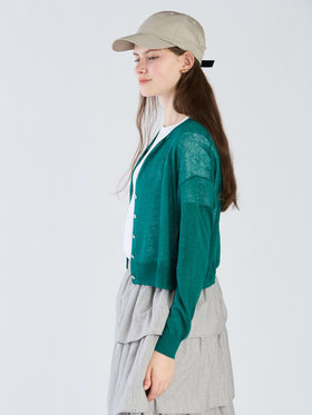 To b. by agnès b. シアーニット カーディガン グリーン