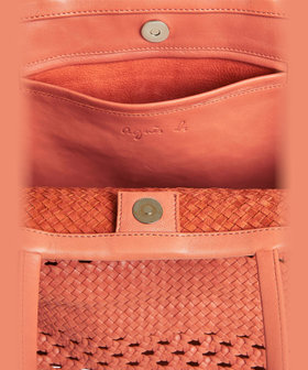 FEMME ウィメンズ ラムレザー 編み込み バッグ "Laurence" キャメル