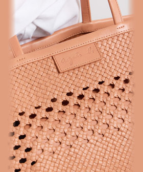 FEMME ウィメンズ ラムレザー 編み込み バッグ "Laurence" キャメル