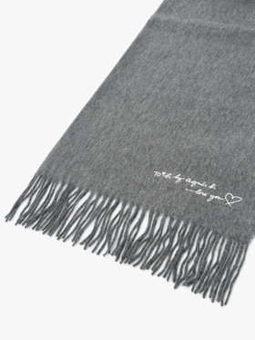 To b. by agnès b. ロゴ刺繍 ウール カシミア マフラー グレー