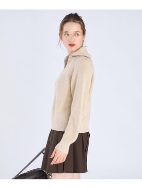 To b. by agnès b. 【Outlet】ハーフジップ ニット プルオーバー ベージュ