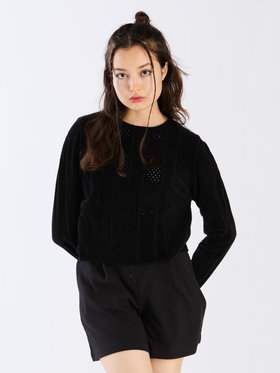 To b. by agnès b. 【Outlet】オープンワークモールニットプルオーバー ブラック