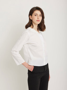 FEMME ウィメンズ 【Outlet】コットンポプリン 七分袖 ブラウス "Zeline" ホワイト