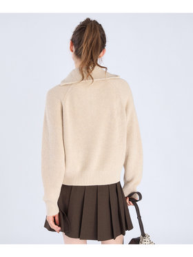 To b. by agnès b. 【Outlet】ハーフジップ ニット プルオーバー ベージュ