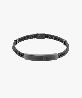 HOMME メンズ メンズ ロゴ レザー ブレスレット ブラック