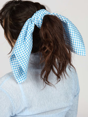 To b. by agnès b. ヴィシーチェック スカーフ ライトブルー