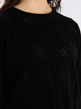 To b. by agnès b. 【Outlet】オープンワークモールニットプルオーバー ブラック