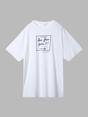 To b. by agnès b. 【Outlet】LOVE FROM PARIS ボーイズTシャツ ホワイト