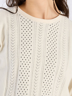 To b. by agnès b. 【Outlet】オープンワークモールニットプルオーバー ホワイト