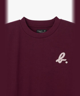 HOMME メンズ メンズ "b."刺繍 半袖 Tシャツ ボルドー