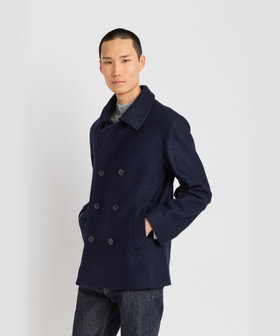 HOMME メンズ メンズ ウール 長袖 ピーコート "Roan" ブルー系その他