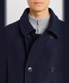 HOMME メンズ メンズ ウール 長袖 ピーコート "Roan" ブルー系その他