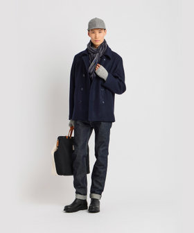 HOMME メンズ メンズ ウール 長袖 ピーコート "Roan" ブルー系その他