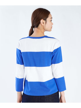 FEMME ウィメンズ 【Outlet】ボーダー コットン 7分袖 Tシャツ "Lil Cool" ロイヤルブルー×ホワイト
