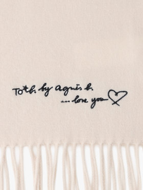 To b. by agnès b. ロゴ刺繍 ウール カシミア マフラー ホワイト系その他