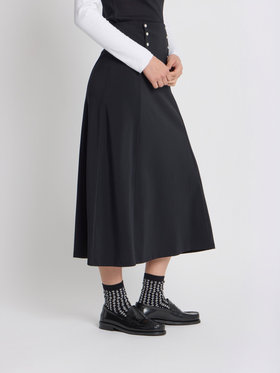 FEMME ウィメンズ ダブルボタン ジャージー フレア スカート ブラック