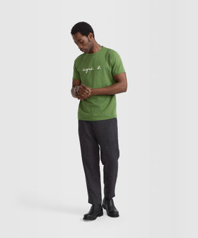 HOMME メンズ メンズ ロゴ プリント 半袖 Tシャツ "Brando" グリーン系その他