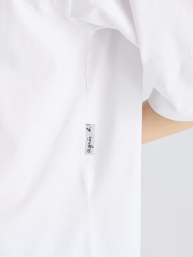 FEMME ウィメンズ 【Outlet】プリント オーガニックコットン ボートネック 5分袖Tシャツ "good vibes/ bad vibes" ホワイト