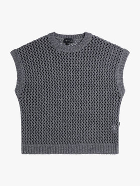 FEMME ウィメンズ 透かし編み コットン ノースリーブ ニット プルオーバー "Cary" グレー