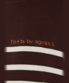 To b. by agnès b. ロゴ刺繍 コットン ボーダー ニットポロ ブラウン