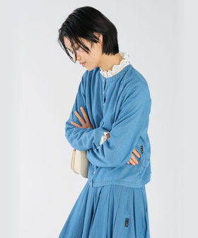 FEMME ウィメンズ デニム シャンブレー 長袖 カーディガンプレッション ブルー