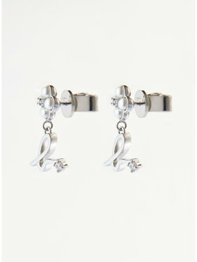 FEMME ウィメンズ "b."ロゴ フラワーモチーフ パール ピアス "Double bloom" シルバー