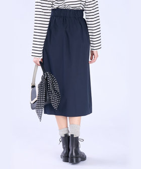 To b. by agnès b. ウエスト ギャザー フリル ロング スカート ネイビー