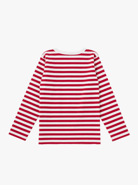 ENFANT ユニセックス キッズ コットン 細ボーダー 長袖 Tシャツ レッド×ホワイト
