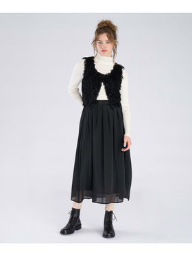 To b. by agnès b. 【Outlet】シャンブレー ロング スカート ブラック