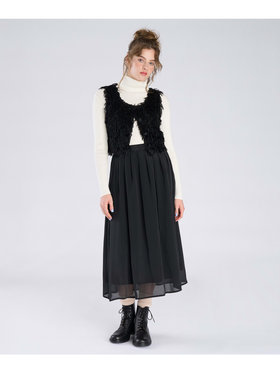 To b. by agnès b. 【Outlet】シャンブレー ロング スカート ブラック