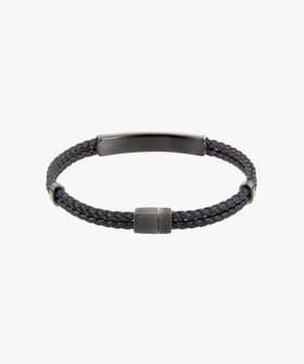 HOMME メンズ メンズ ロゴ レザー ブレスレット ブラック