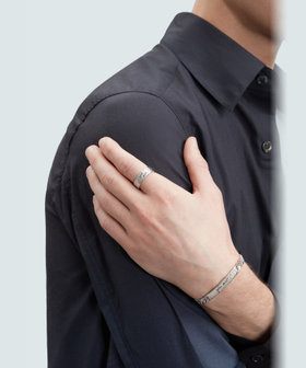 HOMME メンズ メンズ ロゴ レザー ブレスレット ブラック