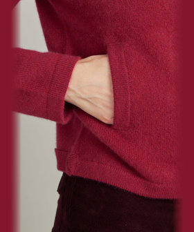 FEMME ウィメンズ カシミヤ ジップアップ カーディガン レッド