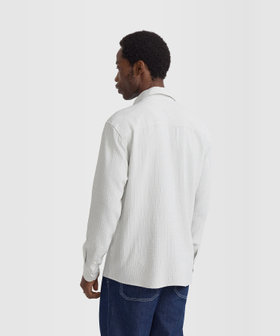 HOMME メンズ メンズ ストライプ コットン クレープボイル 長袖 シャツ "Andy" アイボリー