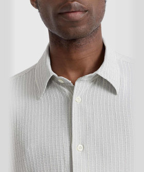 HOMME メンズ メンズ ストライプ コットン クレープボイル 長袖 シャツ "Andy" アイボリー
