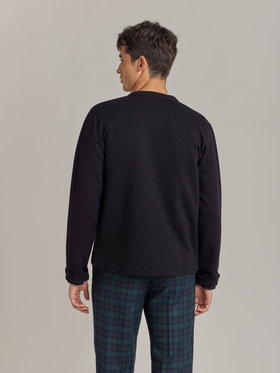 HOMME メンズ メンズ オーガニックコットン メルトン 長袖 カーディガンプレッション ”Khelian” ブラック