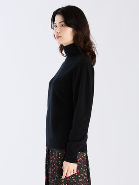 FEMME ウィメンズ カシミヤ タートルネック 長袖 ニット プルオーバー "Senga" ブラック