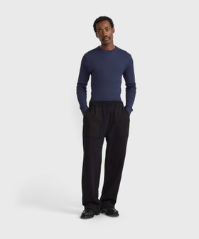 HOMME メンズ メンズ コットン スナップボタン パンツ "Leto" ブラック