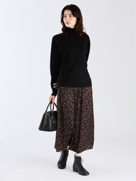 FEMME ウィメンズ カシミヤ タートルネック 長袖 ニット プルオーバー "Senga" ブラック