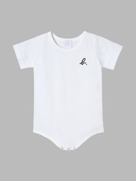 ENFANT ベビー ベビー ロゴ ボーダー コットン 半袖 ボディスーツ 2枚組 ホワイト