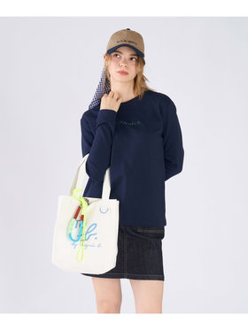 To b. by agnès b. コットン ロゴ ミニ トートバッグ ホワイト