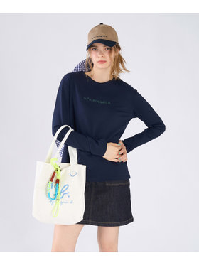 To b. by agnès b. コットン ロゴ ミニ トートバッグ ホワイト