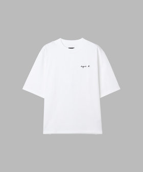 HOMME メンズ メンズ ロゴ 刺繍 コットン 半袖 Tシャツ "Horace" ホワイト