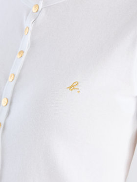 FEMME ウィメンズ "b."ロゴ刺繍 コットンニット 半袖 カーディガンプレッション "Swing" ホワイト