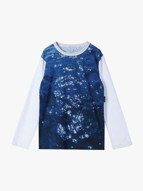 FEMME ウィメンズ フォトプリント コットン 長袖 Tシャツ ”Antibes” ブラック