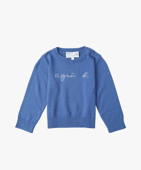 ENFANT ベビー ベビー ロゴ刺繍 コットン 長袖 ニットプルオーバー ブルー系その他
