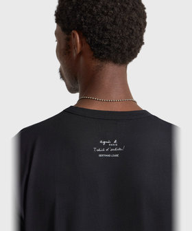 HOMME メンズ メンズ プリント オーガニックコットン 半袖 アーティストTシャツ "Bertrand Loube" ブラック