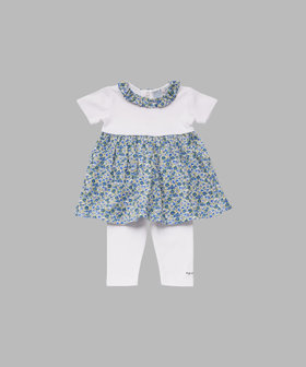 ENFANT ベビー ベビー フラワープリント コットン 半袖 ワンピース&ボトムセット ブルー系その他