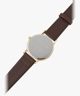 HOMME メンズ ブラウン レザー ラウンド ウォッチ "Marcello" ダークブラウン