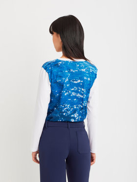 FEMME ウィメンズ フォトプリント コットン 長袖 Tシャツ ”Antibes” ブラック